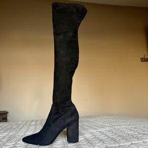 Steve Madden Rational Black Stretch Faux Suede Over The Knee Boots Women’s 7.5 M